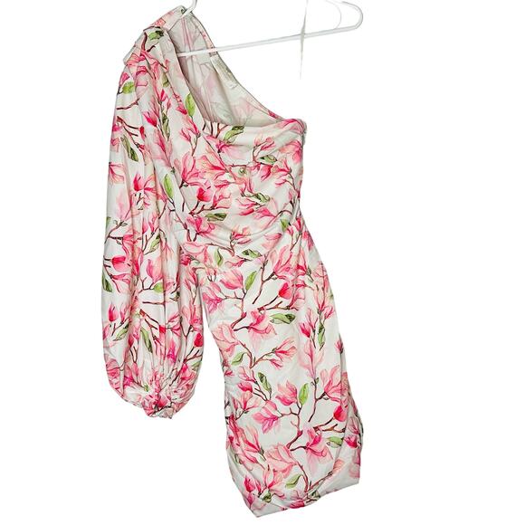 BRONX & BANCO Layla Pink Bow Back One Shoulder Silk Mini Dress Size Medium - Picture 5 of 16